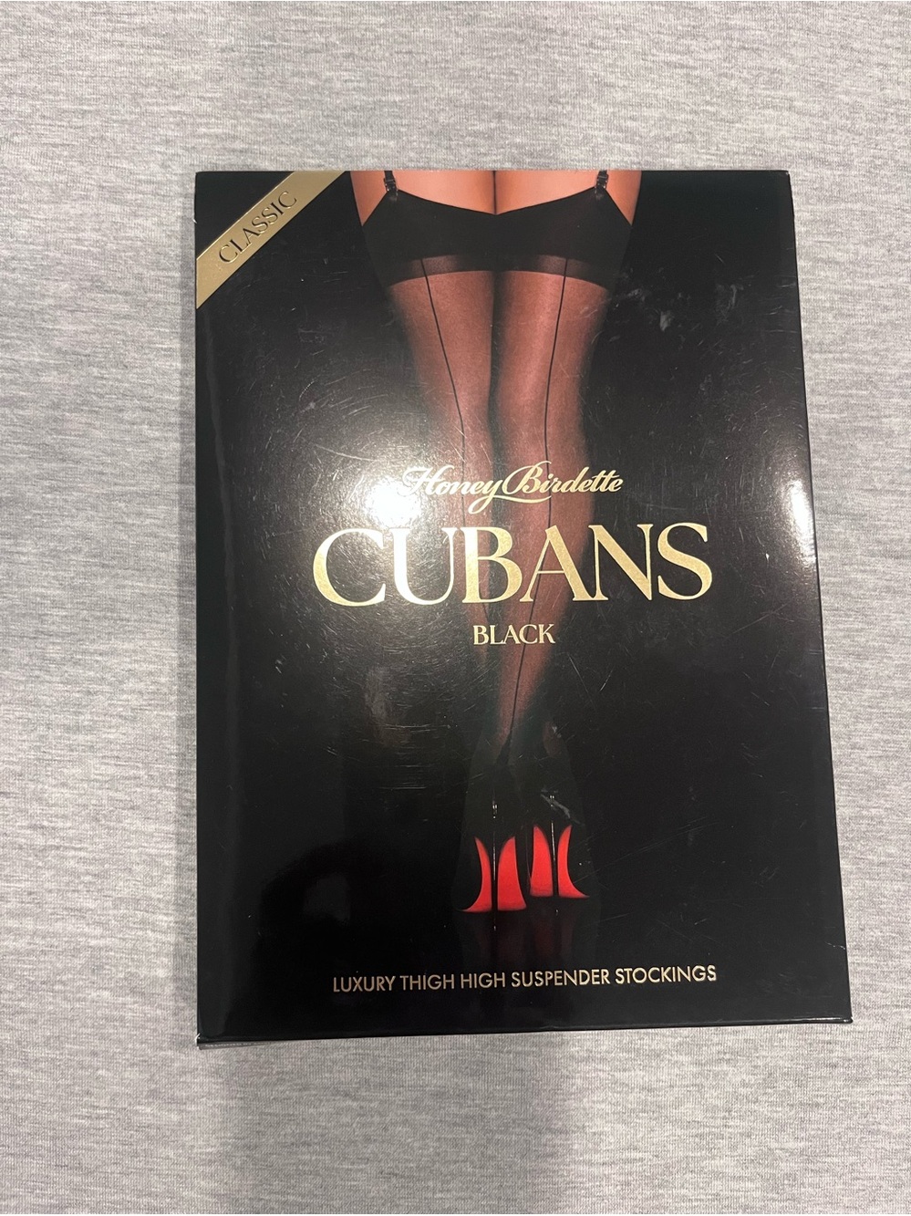 Honey Birdette Cubans Black Sheer Thigh High Stockings SMALL